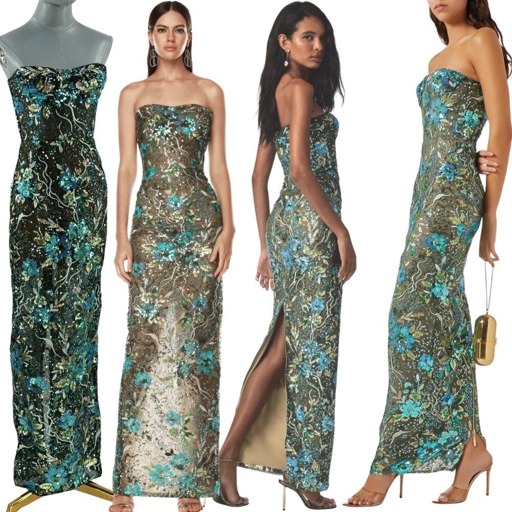 🆕 BRONX & BANCO 🧿 NWOT Dahlia Maxi Dress, Teal Floral Multi - Sz XS US 2